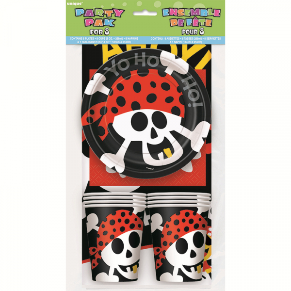 Pirate Fun Party Pack Inc Napkins Tablecover Plates Cups 25PK