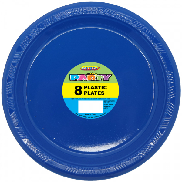 Plastic Around Plates 23cm Royal Blue 8PK