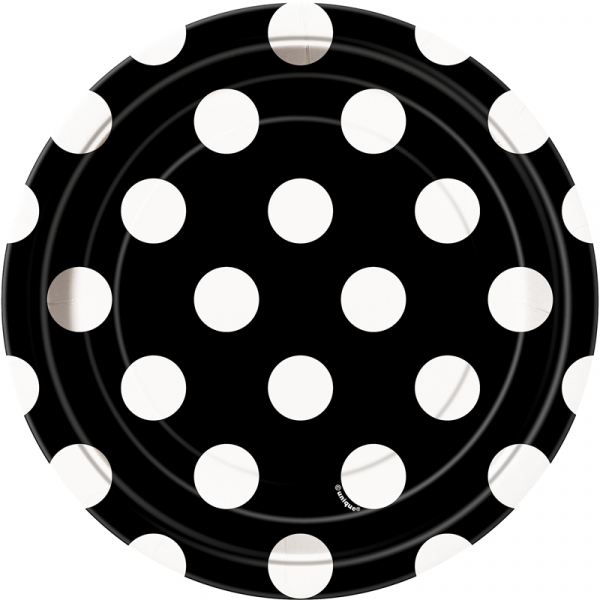 Polka Dots 17cm Plates Midnight Black 8PK