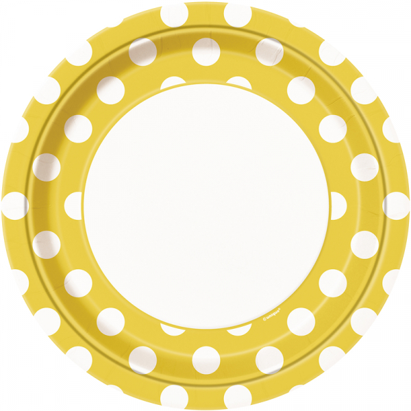 Polka Dots 23cm Plates Sunflower Yellow 8PK