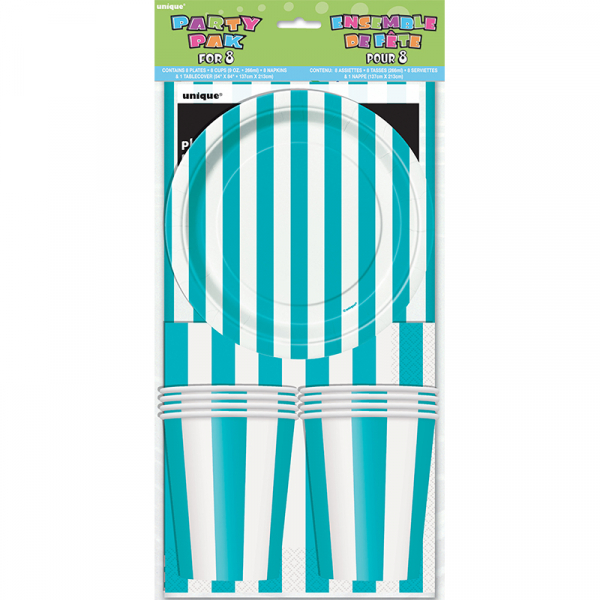 Stripes Teal Party Pack 25PK