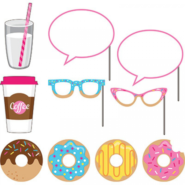 Donut Time Photo Booth Props Assorted Sizes & Designs 10PK