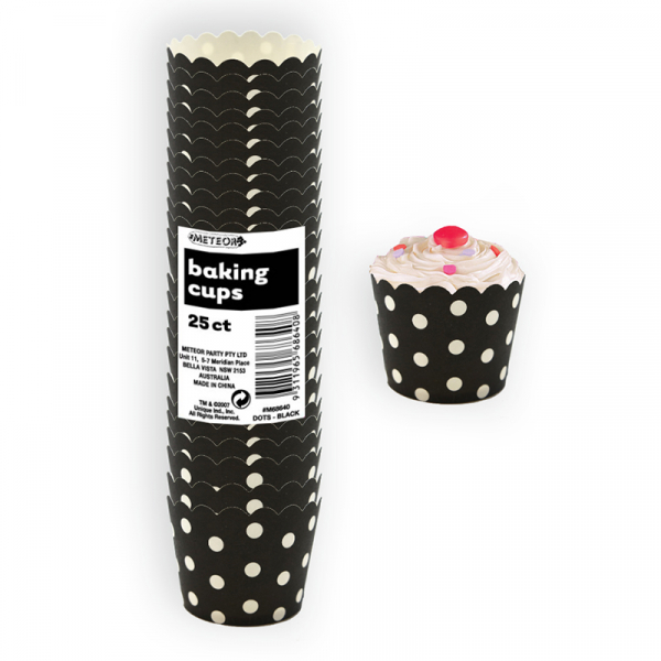 Polka Dots Baking Cups Midnight Black 25PK