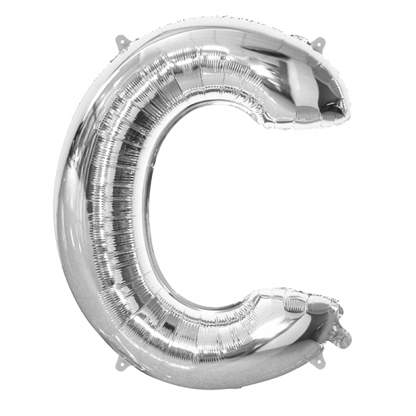 86cm 34 Inch Gaint Alphabet Letter Foil Balloon Silver C Inflated with Helium