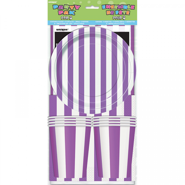 Stripes Purple Party Pack 25PK