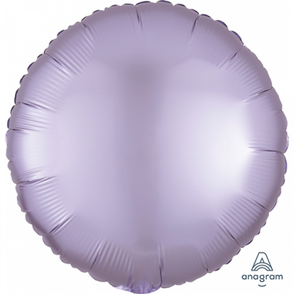 45cm Round Foil Balloon Satin Pastel Lilac Inflated with Helium