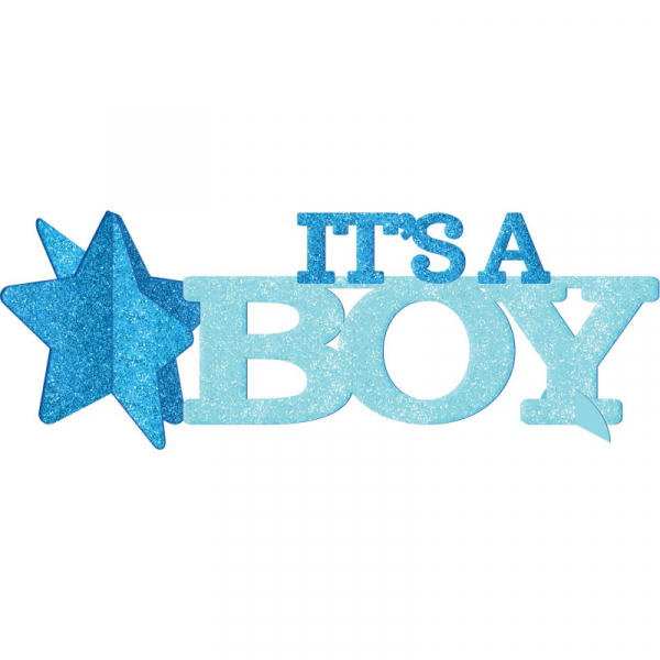 Baby Shower Blue Glittered Centrepiece It's A Boy
