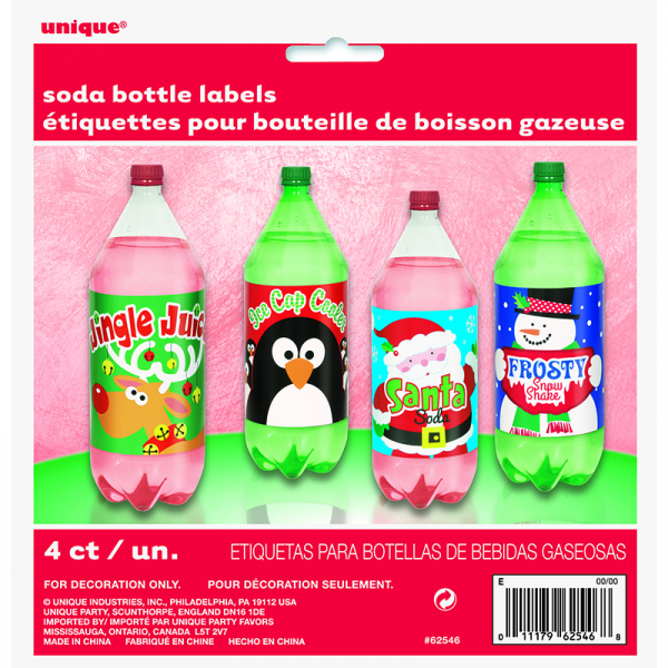Soda Bottle Label Christmas 4PK