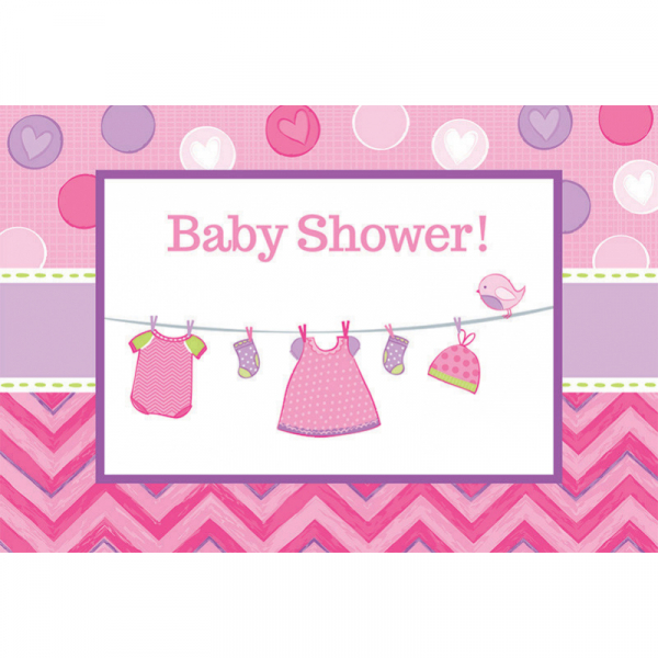 Shower with Love Girl Postcard Invitations 8PK