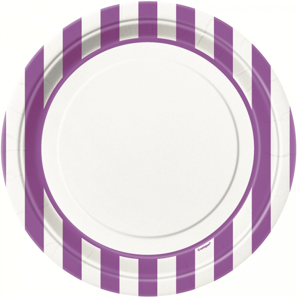 Stripes Purple 23cm Plates 8PK