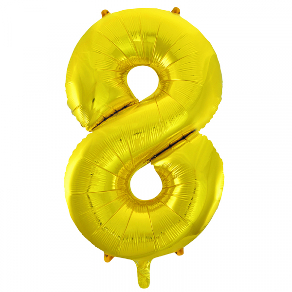 86cm 34 Inch Gaint Number Foil Balloon Gold 8 Inflated with Helium