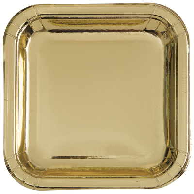 Metallic Gold Foil 18cm Square Paper Plates 8PK