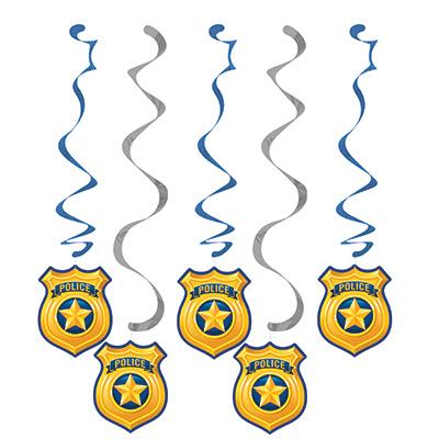 Police Party Dizzy Danglers Hanging Decorations 5PK