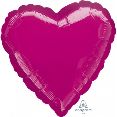 45cm Heart Foil Balloon Fuchsia Inflated with Helium