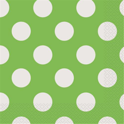 Polka Dots Luncheon Napkins Lime Green 16PK