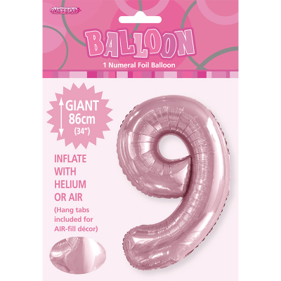 86cm 34 Inch Gaint Number Foil Balloon Pastel Pink 9