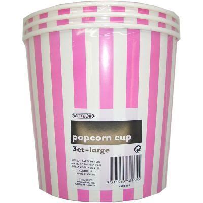 Stripes Hot Pink Popcorn Cups Large 3PK