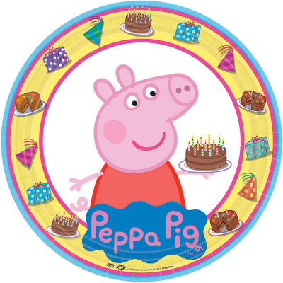 Peppa Pig 23cm Round Plates 8PK