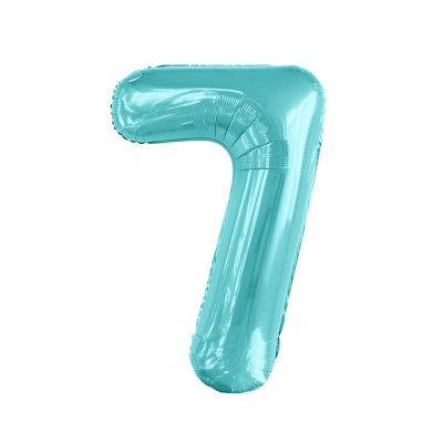 86cm 34 Inch Gaint Number Foil Balloon Pastel Blue 7 Inflated with Helium