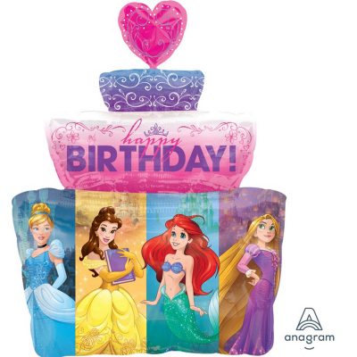 Supershape Multi Disney Princess Cake Foil Balloon Inflated with Helium