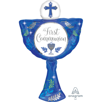 Supershape Communion Day Boy Foil Balloon Inflated with Helium