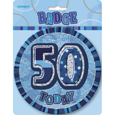 Glitz Birthday Blue Badge 50th