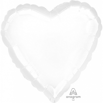 45cm Heart Foil Balloon White Inflated with Helium