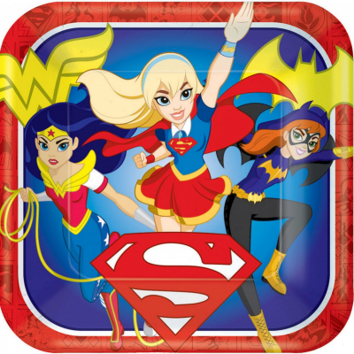 DC Superhero Girls 23cm Square Plates 8PK