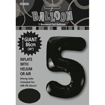 86cm 34 Inch Gaint Numeral Foil Balloon Black 5