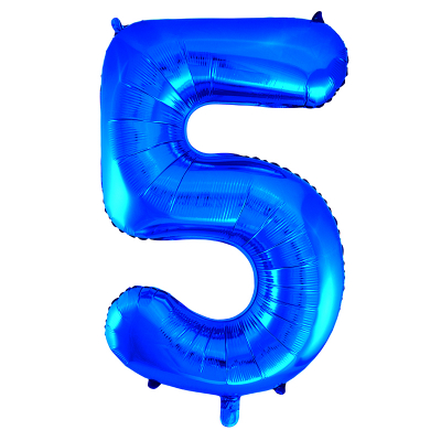 86cm 34 Inch Gaint Number Foil Balloon Royal Blue 5 Inflated with Helium