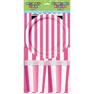 Stripes Hot Pink Party Pack 25PK