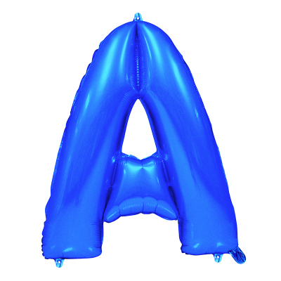 86cm 34 Inch Gaint Alphabet Letter Foil Balloon Royal Blue A Inflated with Helium