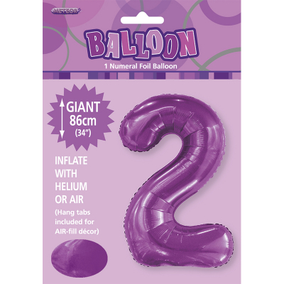 86cm 34 Inch Gaint Number Foil Balloon Purple 2
