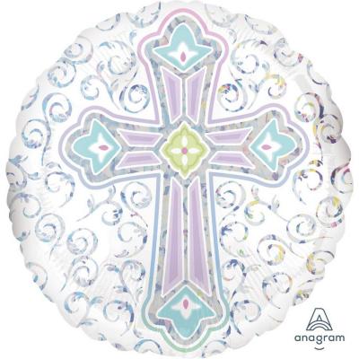 45cm Standard Radiant Cross Foil Balloon Inflated with Helium