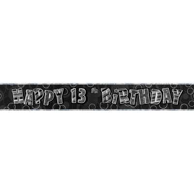 Glitz Birthday Black Foil Banner 13th