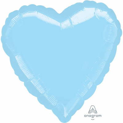 45cm Heart Foil Balloon Pastel Blue Inflated with Helium