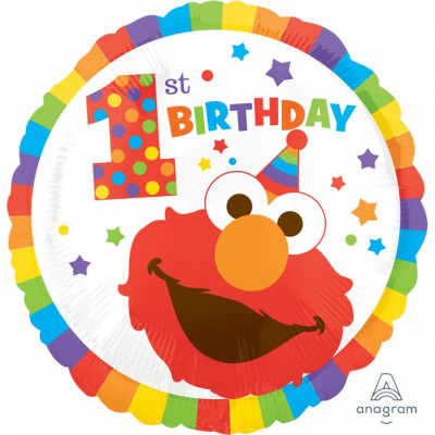 45cm Standard Sesame Street 1st Birthday Foil Balloon Inflated with Helium
