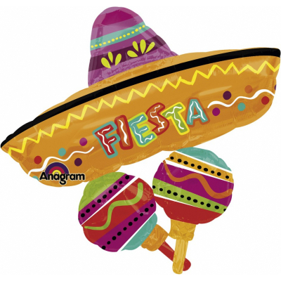 Supershape Fiesta Fun Cluster Foil Balloon Inflated with Helium