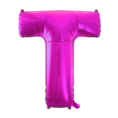 86cm 34 Inch Gaint Alphabet Letter Foil Balloon Dark Pink T Inflated with Helium
