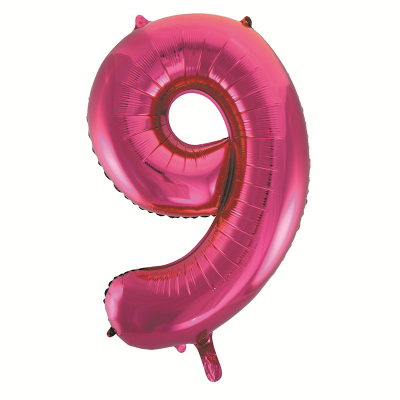 86cm 34 Inch Gaint Numeral Foil Balloon Dark Pink 9