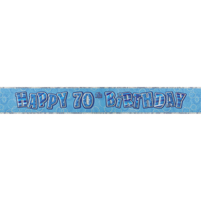 Glitz Birthday Blue Foil Banner 70th