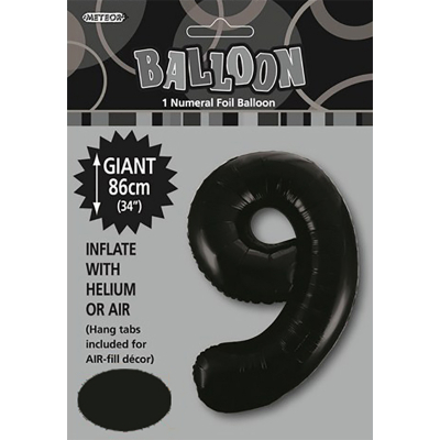 86cm 34 Inch Gaint Numeral Foil Balloon Black 9