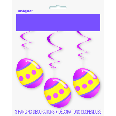 Easter Eggs Swirl Decorations 3PK
