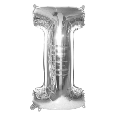 86cm 34 Inch Gaint Alphabet Letter Foil Balloon Silver I Inflated with Helium