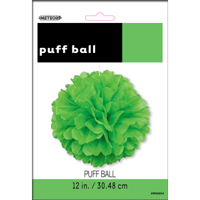 Hanging Puff Ball Decoration 30cm Lime Green
