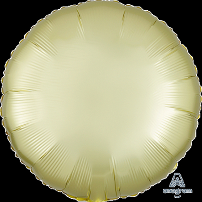 45cm Round Foil Balloon Satin Pastel Yellow Inflated with Helium