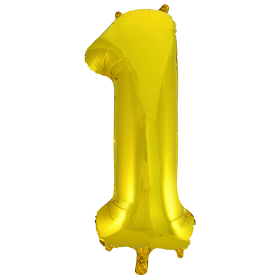 86cm 34 Inch Gaint Number Foil Balloon Gold 1 Inflated with Helium