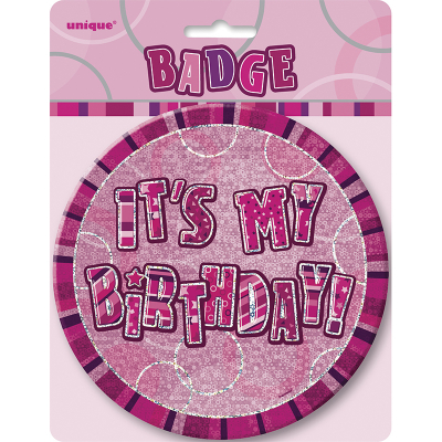Glitz Birthday Pink Badge