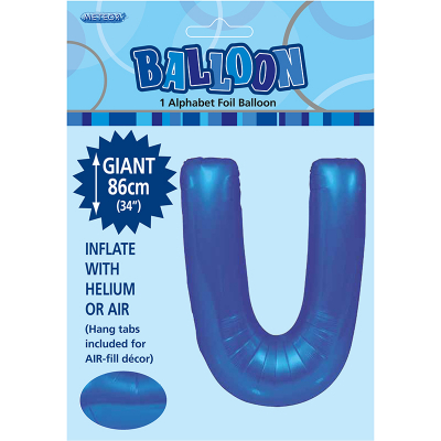86cm 34 Inch Gaint Alphabet Foil Balloon Royal Blue U