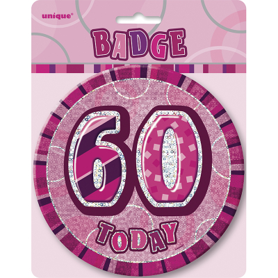 Glitz Birthday Pink Badge 60th